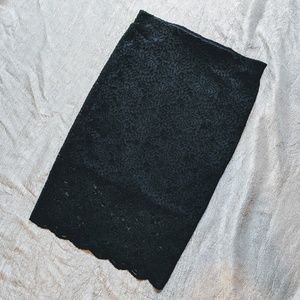 Black lace midi skirt
